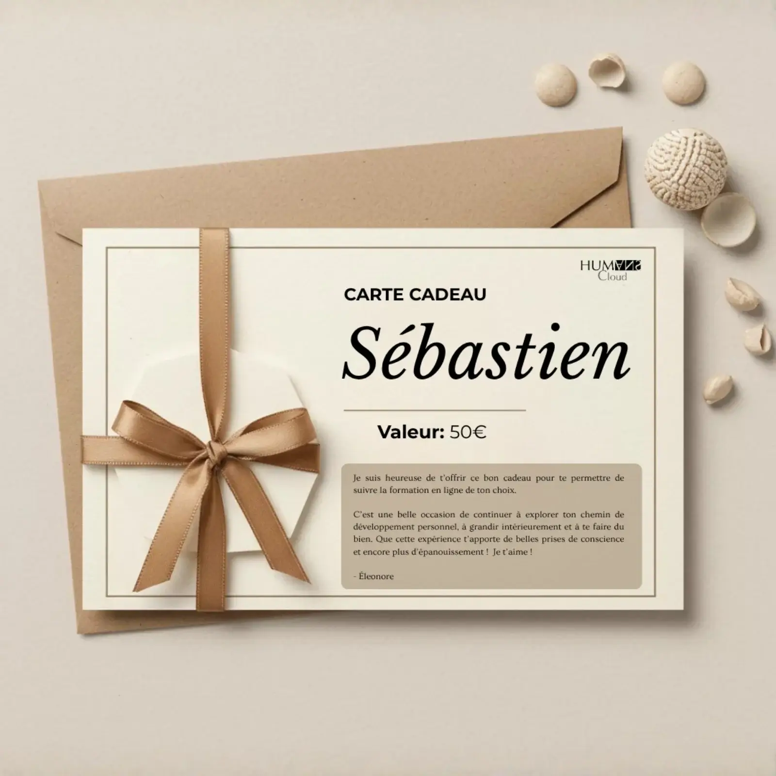 Bon cadeau Humans Cloud – Offrez du sens, du bien-être et le luxe d’un moment pour soi.