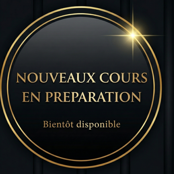 Bannière noire et dorée annonçant un nouveau cours de thérapie en préparation sur Humans Cloud.