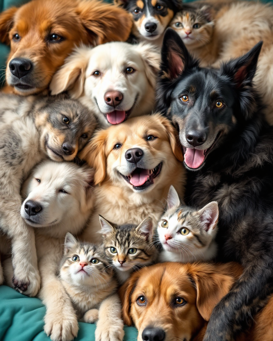 Plusieurs chiens de différentes tailles recevant un soin naturel pour soulager leurs douleurs physiques